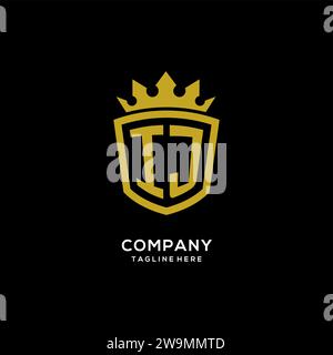 Initial IJ logo shield crown style, luxury elegant monogram logo design vector graphic Stock Vector