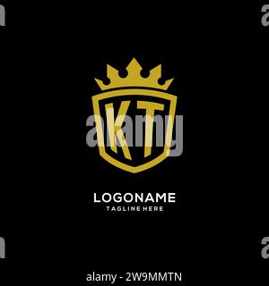 Initial KT logo shield crown style, luxury elegant monogram logo design vector graphic Stock Vector