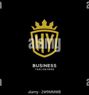 Initial HY logo shield crown style, luxury elegant monogram logo design vector graphic Stock Vector