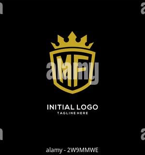 Initial MF logo shield crown style, luxury elegant monogram logo design vector graphic Stock Vector