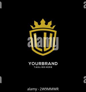 Initial LU logo shield crown style, luxury elegant monogram logo design vector graphic Stock Vector