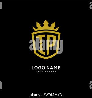 Initial IP logo shield crown style, luxury elegant monogram logo design vector graphic Stock Vector