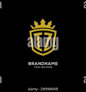 Initial IZ logo shield crown style, luxury elegant monogram logo design vector graphic Stock Vector