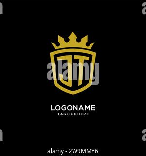 Initial JT logo shield crown style, luxury elegant monogram logo design vector graphic Stock Vector