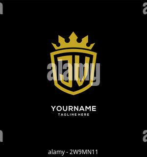 Initial JV logo shield crown style, luxury elegant monogram logo design vector graphic Stock Vector