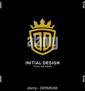 Initial JD logo shield crown style, luxury elegant monogram logo design vector graphic Stock Vector