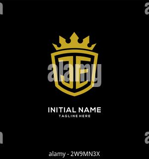 Initial JE logo shield crown style, luxury elegant monogram logo design vector graphic Stock Vector