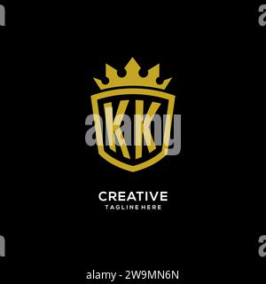 Initial KK logo shield crown style, luxury elegant monogram logo design vector graphic Stock Vector