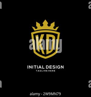 Initial KD logo shield crown style, luxury elegant monogram logo design vector graphic Stock Vector