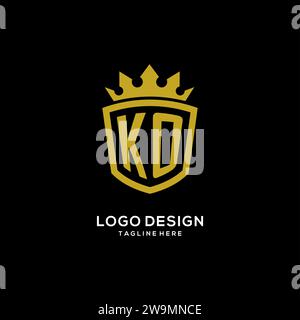 Initial KO logo shield crown style, luxury elegant monogram logo design vector graphic Stock Vector
