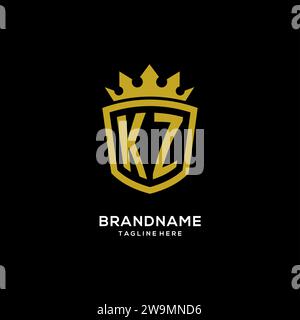 KZ logo with shield and crown, monogram initial logo style vector file ...