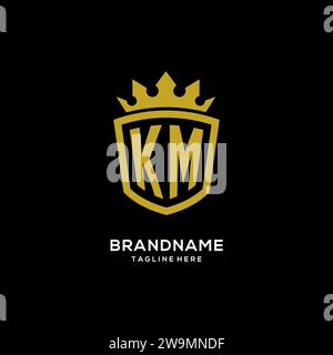 Initial KM logo shield crown style, luxury elegant monogram logo design vector graphic Stock Vector