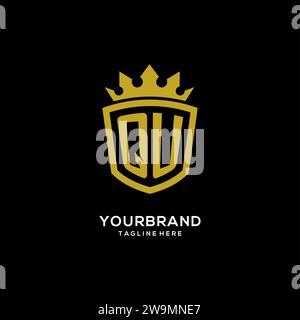 Initial QU logo shield crown style, luxury elegant monogram logo design vector graphic Stock Vector