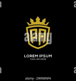Initial PA logo shield crown style, luxury elegant monogram logo design vector graphic Stock Vector