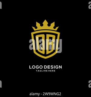 QB monogram logo initial with crown and shield guard shape style vector ...