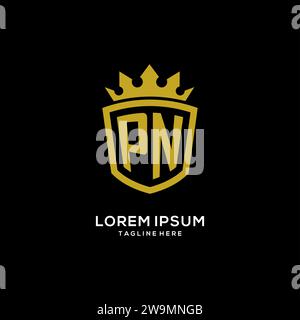 Initial PN logo shield crown style, luxury elegant monogram logo design vector graphic Stock Vector