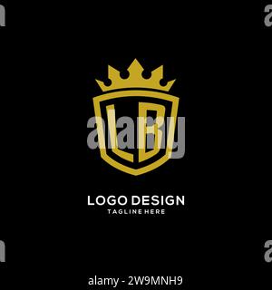 Initial LB logo shield crown style, luxury elegant monogram logo design vector graphic Stock Vector