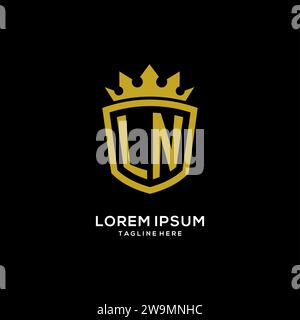 Initial LN logo shield crown style, luxury elegant monogram logo design vector graphic Stock Vector