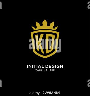 Initial KQ logo shield crown style, luxury elegant monogram logo design vector graphic Stock Vector