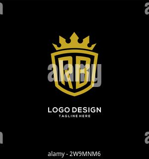 Initial RB logo shield crown style, luxury elegant monogram logo design vector graphic Stock Vector