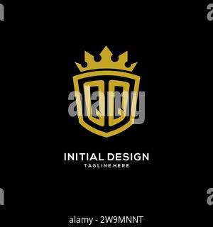 Initial QQ logo shield crown style, luxury elegant monogram logo design vector graphic Stock Vector