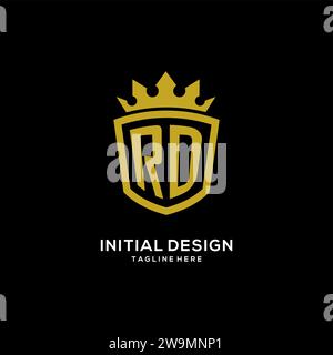 Initial RD logo shield crown style, luxury elegant monogram logo design vector graphic Stock Vector