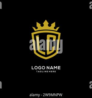 Initial LC logo shield crown style, luxury elegant monogram logo design vector graphic Stock Vector