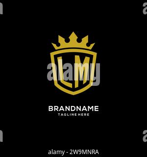 Initial LM logo shield crown style, luxury elegant monogram logo design vector graphic Stock Vector