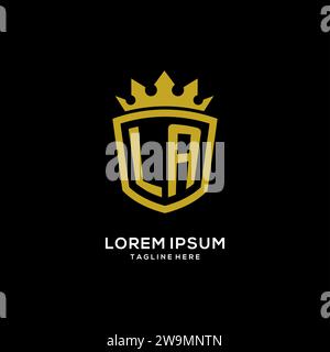 Initial LA logo shield crown style, luxury elegant monogram logo design vector graphic Stock Vector