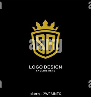 Initial SB logo shield crown style, luxury elegant monogram logo design vector graphic Stock Vector