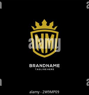 Initial NM logo shield crown style, luxury elegant monogram logo design vector graphic Stock Vector