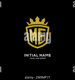 Initial ME logo shield crown style, luxury elegant monogram logo design vector graphic Stock Vector