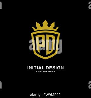 Initial PD logo shield crown style, luxury elegant monogram logo design vector graphic Stock Vector