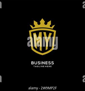 Initial MY logo shield crown style, luxury elegant monogram logo design vector graphic Stock Vector