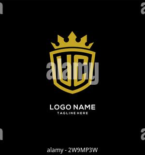 Initial UC logo shield crown style, luxury elegant monogram logo design vector graphic Stock Vector