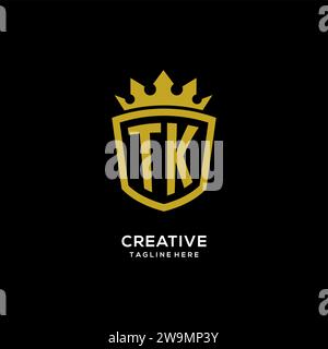 Initial TK logo shield crown style, luxury elegant monogram logo design vector graphic Stock Vector