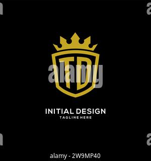 Initial TD logo shield crown style, luxury elegant monogram logo design vector graphic Stock Vector