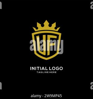 Initial UF logo shield crown style, luxury elegant monogram logo design vector graphic Stock Vector