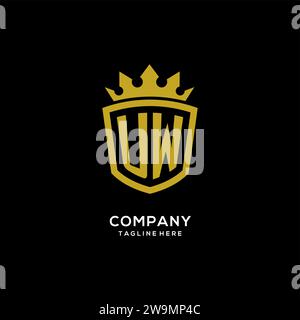 Initial UW logo shield crown style, luxury elegant monogram logo design vector graphic Stock Vector