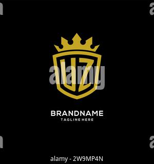 Initial UZ logo shield crown style, luxury elegant monogram logo design vector graphic Stock Vector