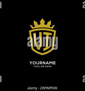 Initial VI logo shield crown style, luxury elegant monogram logo design vector graphic Stock Vector