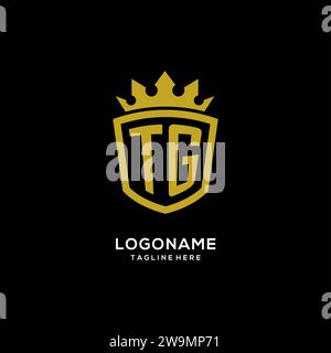 Initial TG logo shield crown style, luxury elegant monogram logo design vector graphic Stock Vector