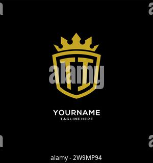 Initial TI logo shield crown style, luxury elegant monogram logo design vector graphic Stock Vector