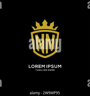 Initial NN logo shield crown style, luxury elegant monogram logo design vector graphic Stock Vector