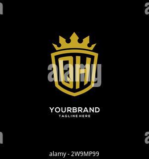 Initial QH logo shield crown style, luxury elegant monogram logo design vector graphic Stock Vector