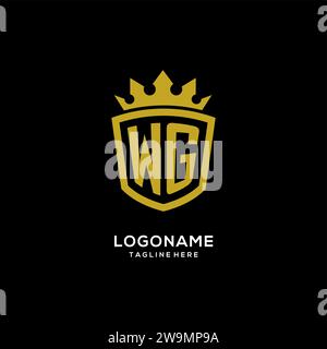 Initial WG logo shield crown style, luxury elegant monogram logo design vector graphic Stock Vector