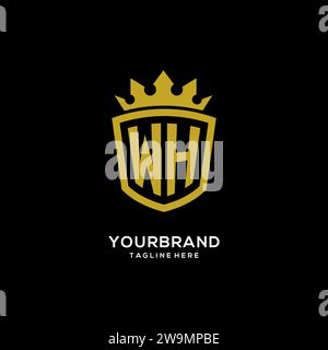 Initial WH logo shield crown style, luxury elegant monogram logo design vector graphic Stock Vector
