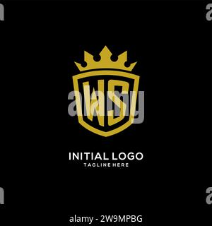 Initial WS logo shield crown style, luxury elegant monogram logo design vector graphic Stock Vector