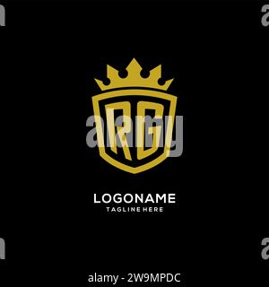 Initial RG logo shield crown style, luxury elegant monogram logo design vector graphic Stock Vector