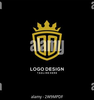 Initial OO logo shield crown style, luxury elegant monogram logo design vector graphic Stock Vector